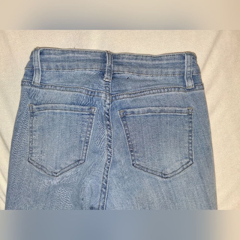 Fashion Nova Light Blue Flare Distressed Jeans - Picture 5 of 6